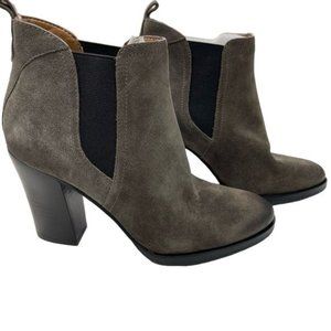 Marc Fisher Taupe Suede Mallory Chelsea Stacked Heel Ankle Boot Size 8.5M